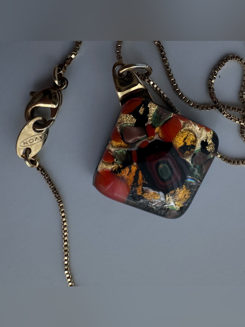 Venetian Murano Glass Pendant & AVON chain